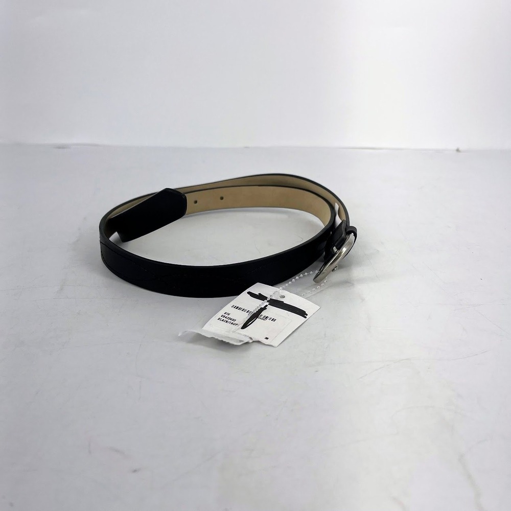 Vince Camuto Womens Black Skinny Belt Silver Buckle VB422403 Size Medium NWT - Picture 2 of 8